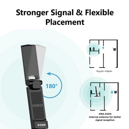 D-Link Wireless AX3000 WiFi 6 High Gain USB 3.0 WiFi Adapter | DWA-X3030
