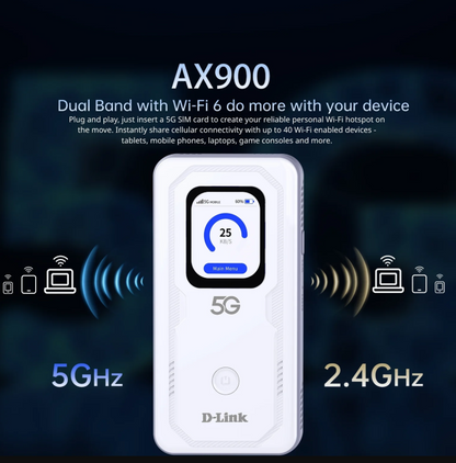 D-Link DWR-U2100 ESIM 5G WiFi 6 Mobile WiFi Hotspot with eSim/Nano Sim | DL-DWR-U2100(E-SIM)