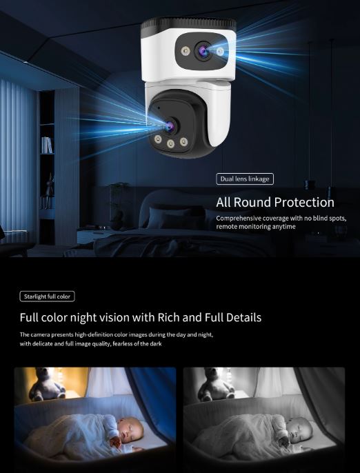 Dual Lens Dual View Full Color PT Smart IP Camera | VS-CS995DR