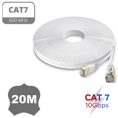 Cat 7 Gigabit Ethernet Flat Network Cable | 2m to 50m | White