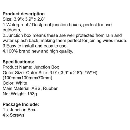 IP65 Waterproof CCTV/IP Camera Junction Box (100mm) | JUNCTION BOX