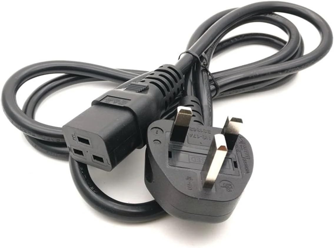 1.8M/2.5M IEC C19 to UK SG 16A 250V Power Cord 3Pin with Safety Mark - Black