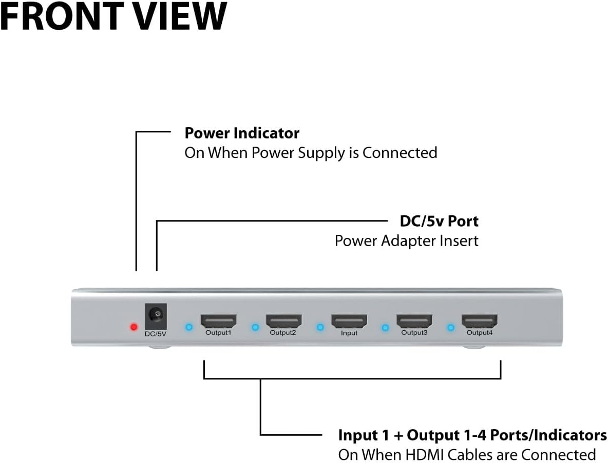 8K 60Hz HDMI Splitter 1x4 - HDMI Video & Audio Splitter/Converter | HM8104