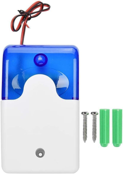 Mini Wired Strobe Warning Siren DC 12V Alarm with Flashing Light & Sound,Security Alarm Horn for Home System (Blue/Red)