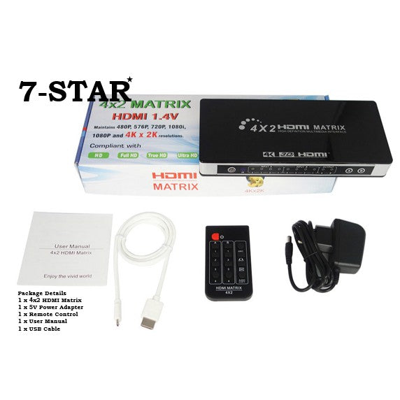 4K 4x2 HDMI Matrix Switcher with Safety Mark | HM402M