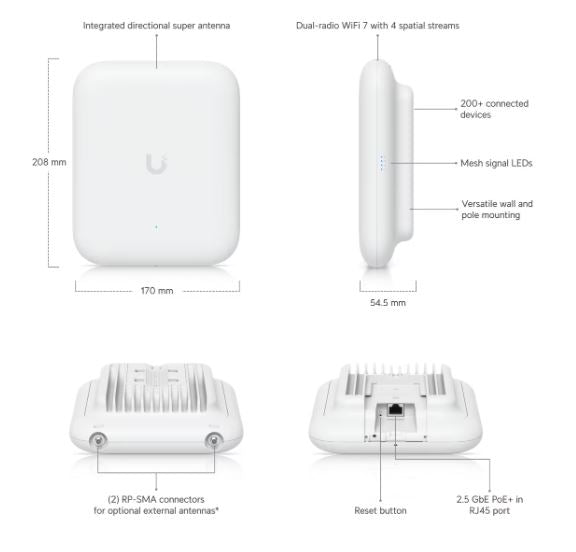 Ubiquiti Unifi U7 Outdoor BE5000 Access Point | UBQ-U7-OUTDOOR