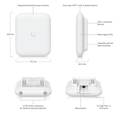 Ubiquiti Unifi U7 Outdoor BE5000 Access Point | UBQ-U7-OUTDOOR