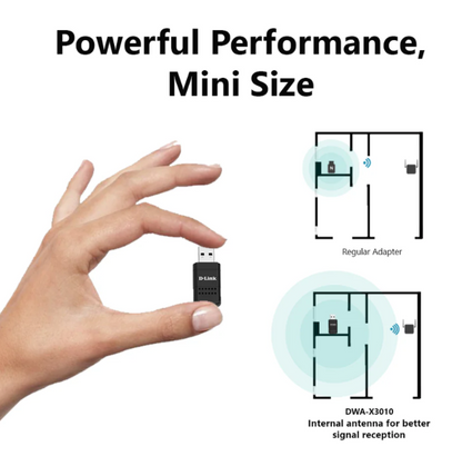 D-Link AX3000 Wi-Fi (Wireless) Mini Wireless USB 3.0 Adapter | DL-DWA-X3010