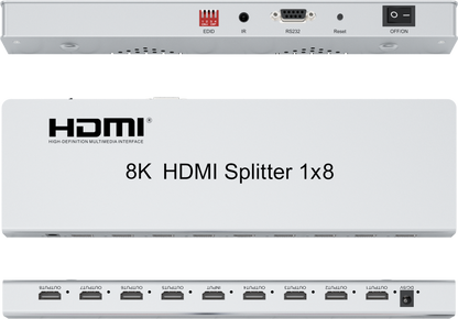 1 in 8 HDMI 2.1 Splitter 8K 60Hz | HDMI Audio Video Converter | HM8108