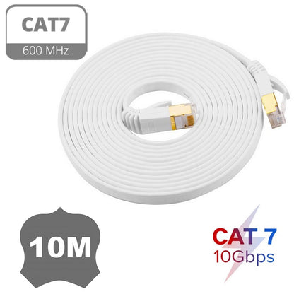 Cat 7 Gigabit Ethernet Flat Network Cable | 2m to 50m | White