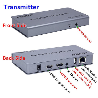 120m HDMI KVM Extender over Ethernet | USB for Keyboard | KVM-E120