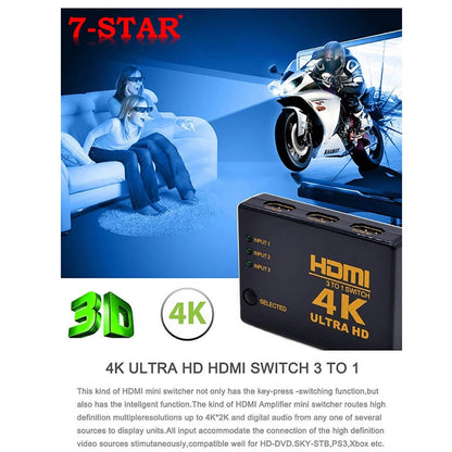 3x1 HDMI Switcher 4K/1080P – 3-in-1 HDMI Hub Splitter for TV | HS301