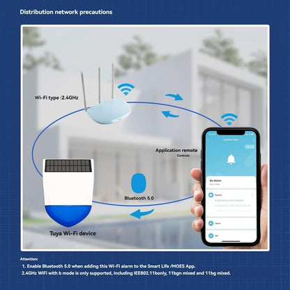 Smart WiFi Siren Alarm Outdoor Alarm Waterproof with Solar Panel | APP:Tuya | AS-195OS