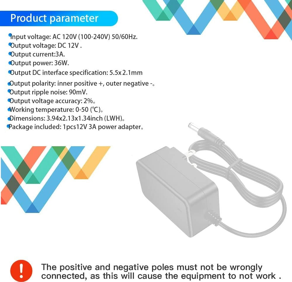12V 3A 36W UK Plug Adapter, 2.1*5.5mm, 1.5M Cable | 7SAD-12V03DCB(S)