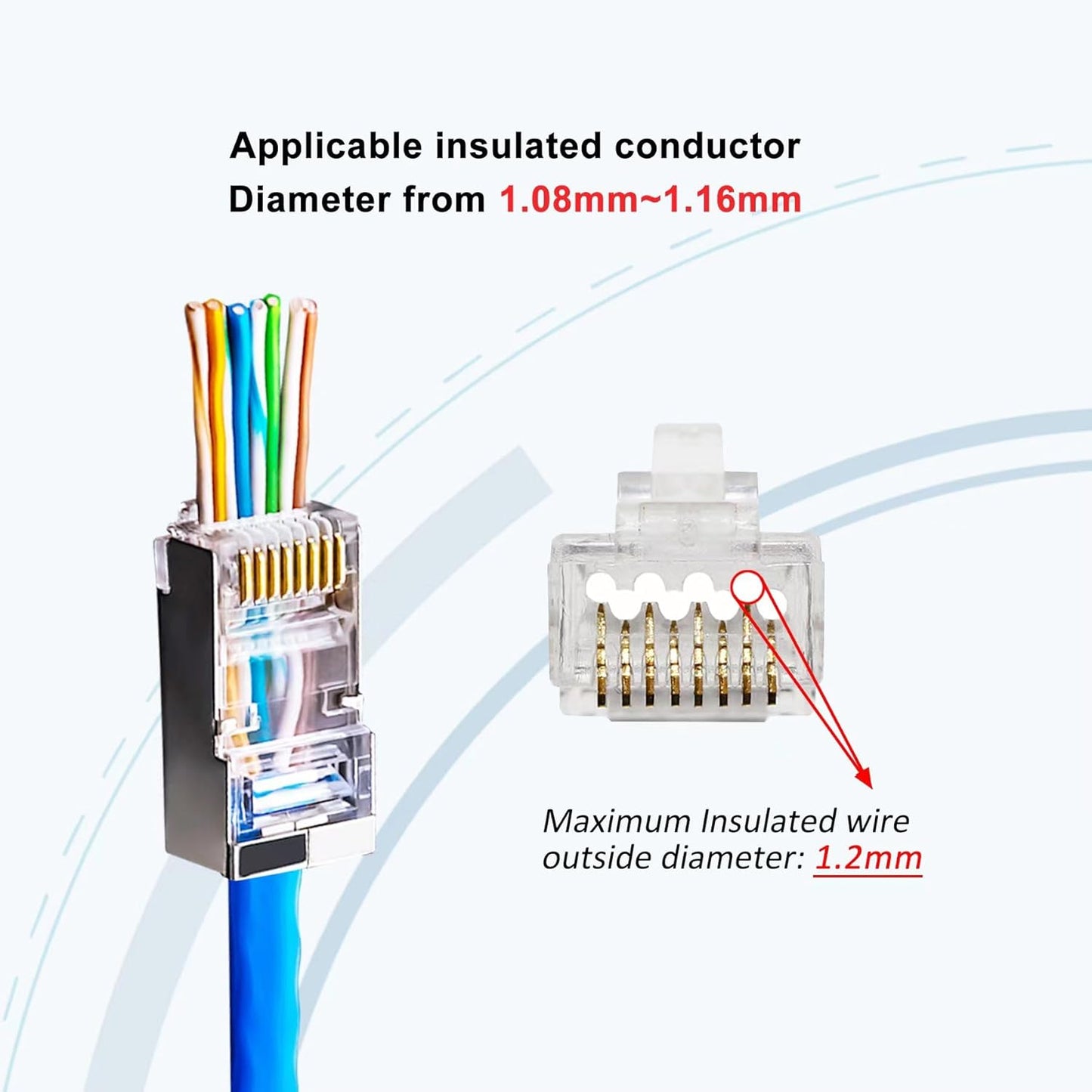 100PCS RJ45 Cat6 Modular Plug Ethernet RJ45 Connector