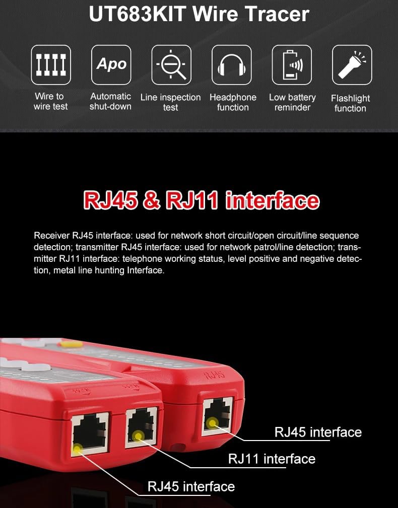 Wire Tracker RJ45 RJ11 NCV Indicator Cable Tracker | CT-UT683KIT | UNI-T