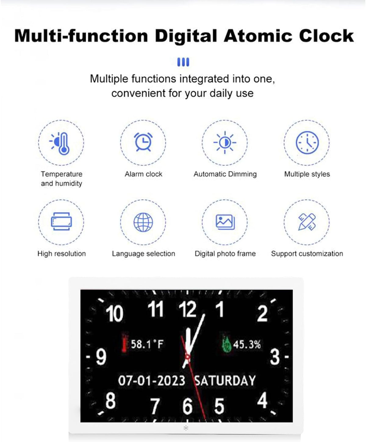 10 Inch Digital Calendar Clock Smart Monitor | LED-SC10S