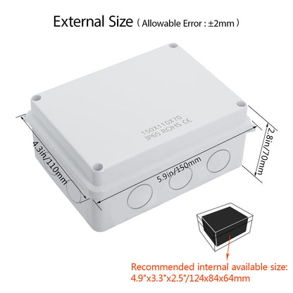 Universal Electrical Project Enclosure Junction Box | 150 x 110 x 70 mm