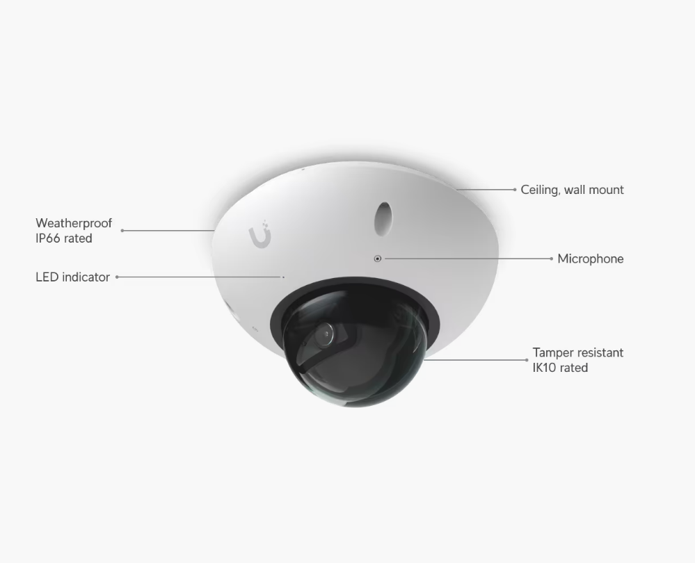 Ubiquiti UniFi G6 Dome White UVC-G6-Dome 4K AI Security Camera