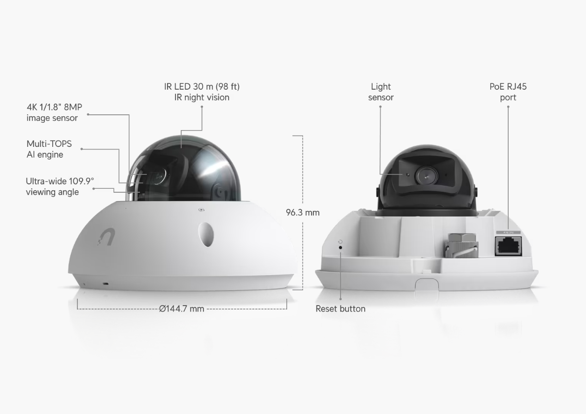Ubiquiti UniFi G6 Dome White UVC-G6-Dome 4K AI Security Camera