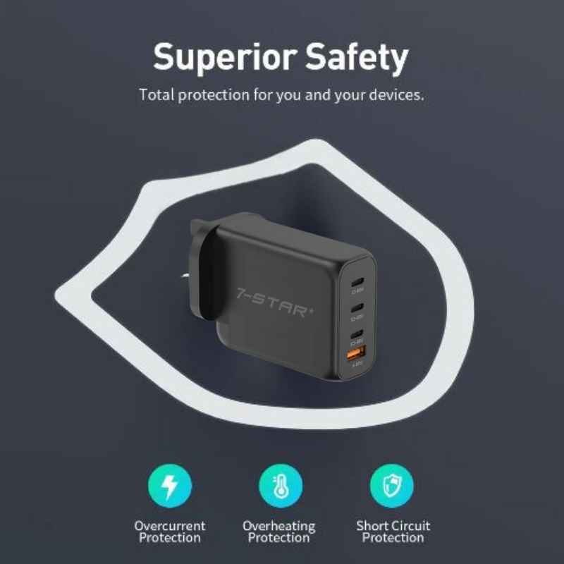 100W GaN PD Fast Charger Adapter | Type-C | USB A | 7SPD-63B