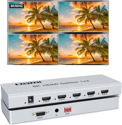8K 60Hz HDMI Splitter 1x4 - HDMI Video & Audio Splitter/Converter | HM8104