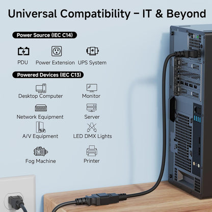C13 to C14 Power Cable IEC 1.5M/3M Extension Power Cord