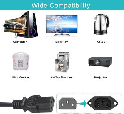 UK Plug to C13 Power Cord 250V 10A | 90 Degree | 3 Pin Mains Right Angle AC Cable | Safety Mark | 1.5M | CBUKP-RA(S)