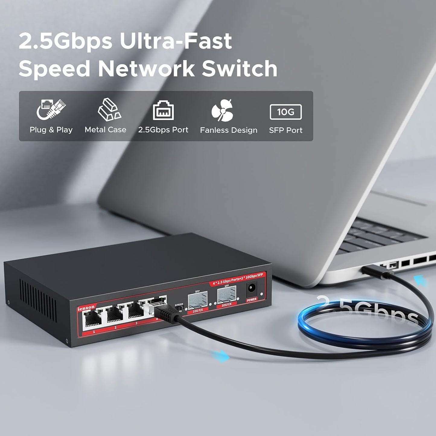 4 Port 2.5G with 2 Port 10Gbps SFP+ Desktop Network Switch | 7SNSR-25G402