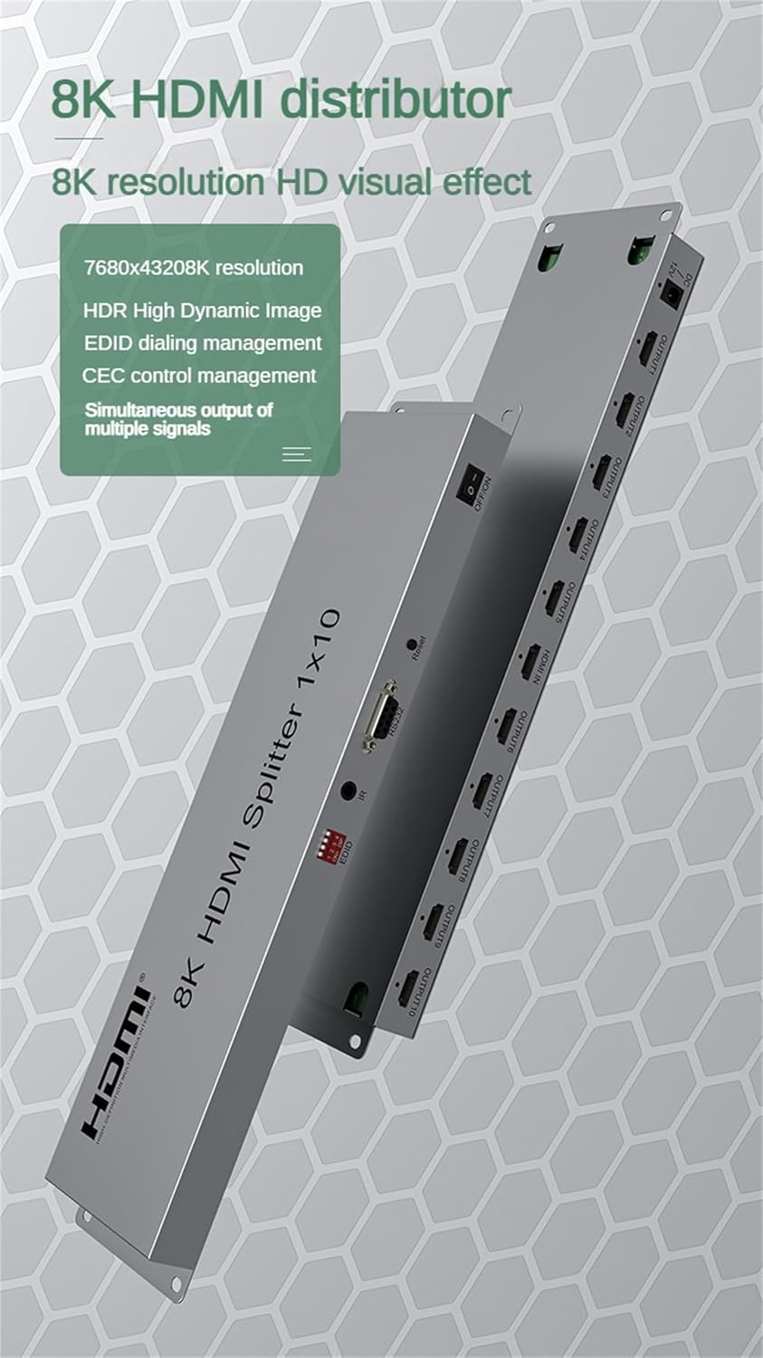 8K 60Hz HDMI Splitter 1x10 | 1 Input, 10 Outputs | HM8110
