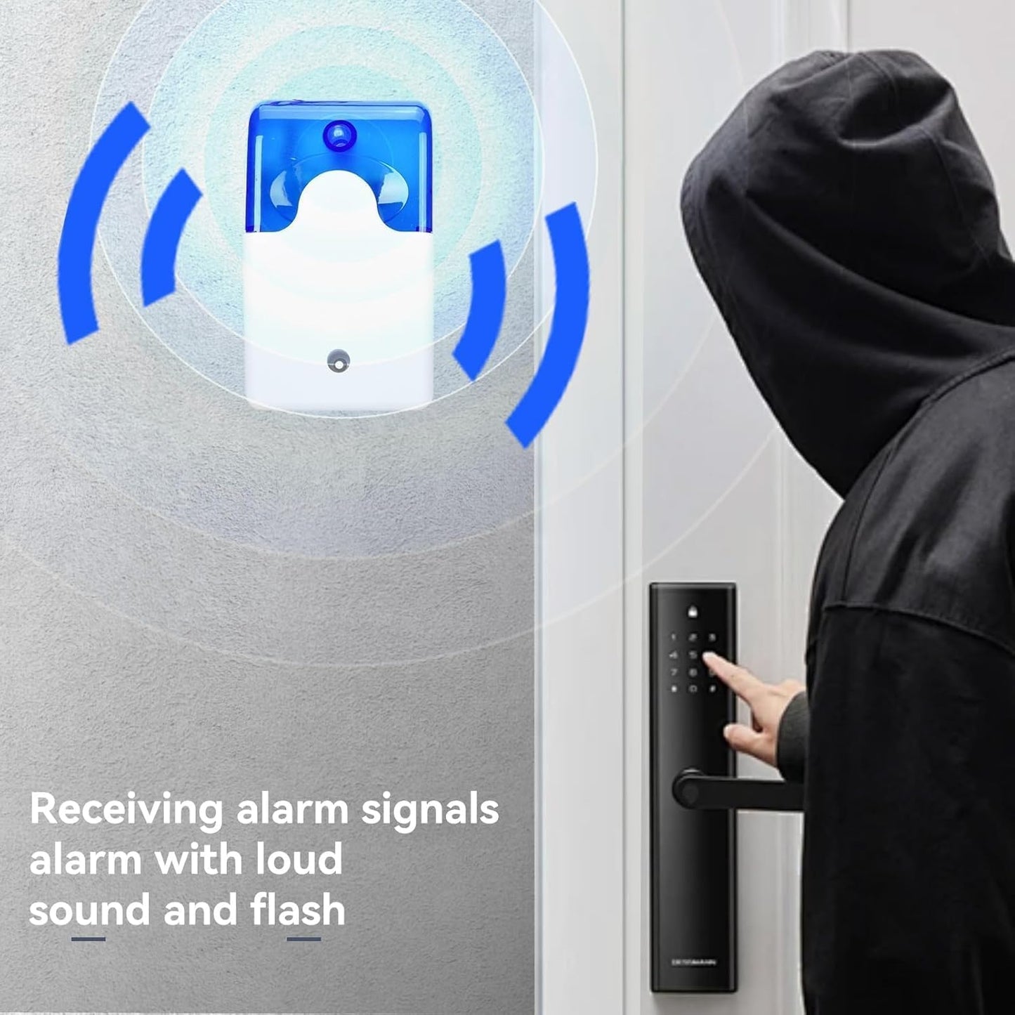 Mini Wired Strobe Warning Siren DC 12V Alarm with Flashing Light & Sound,Security Alarm Horn for Home System (Blue/Red)