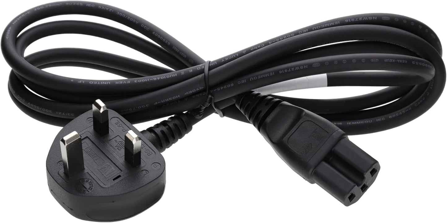 UK Plug to IEC C15 Power Cord 250V 13A | Computer Kettle Plug Power Cable with Groove