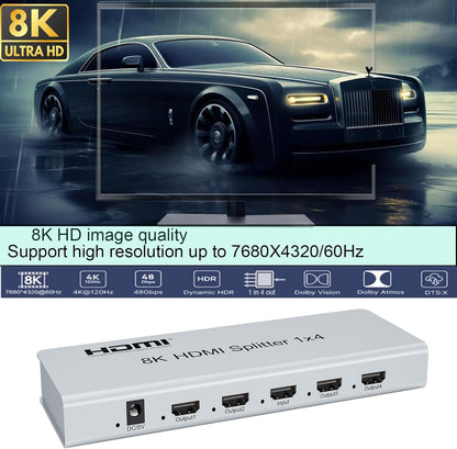 8K 60Hz HDMI Splitter 1x4 - HDMI Video & Audio Splitter/Converter | HM8104