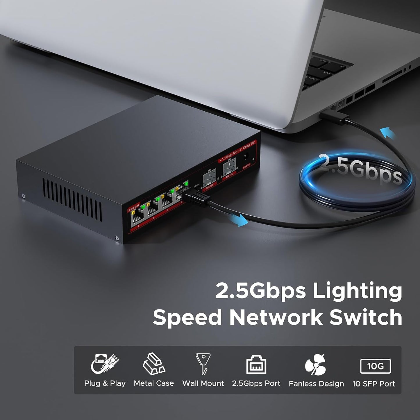4 Port 2.5G with 2 Port 10Gbps SFP+ Desktop Network Switch | 7SNSR-25G402
