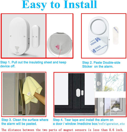 2 in 1 Door Window Alarm | Magnetic + Vibration Sensor | 90dB-130dB Volume Adjustment | AS-30DW