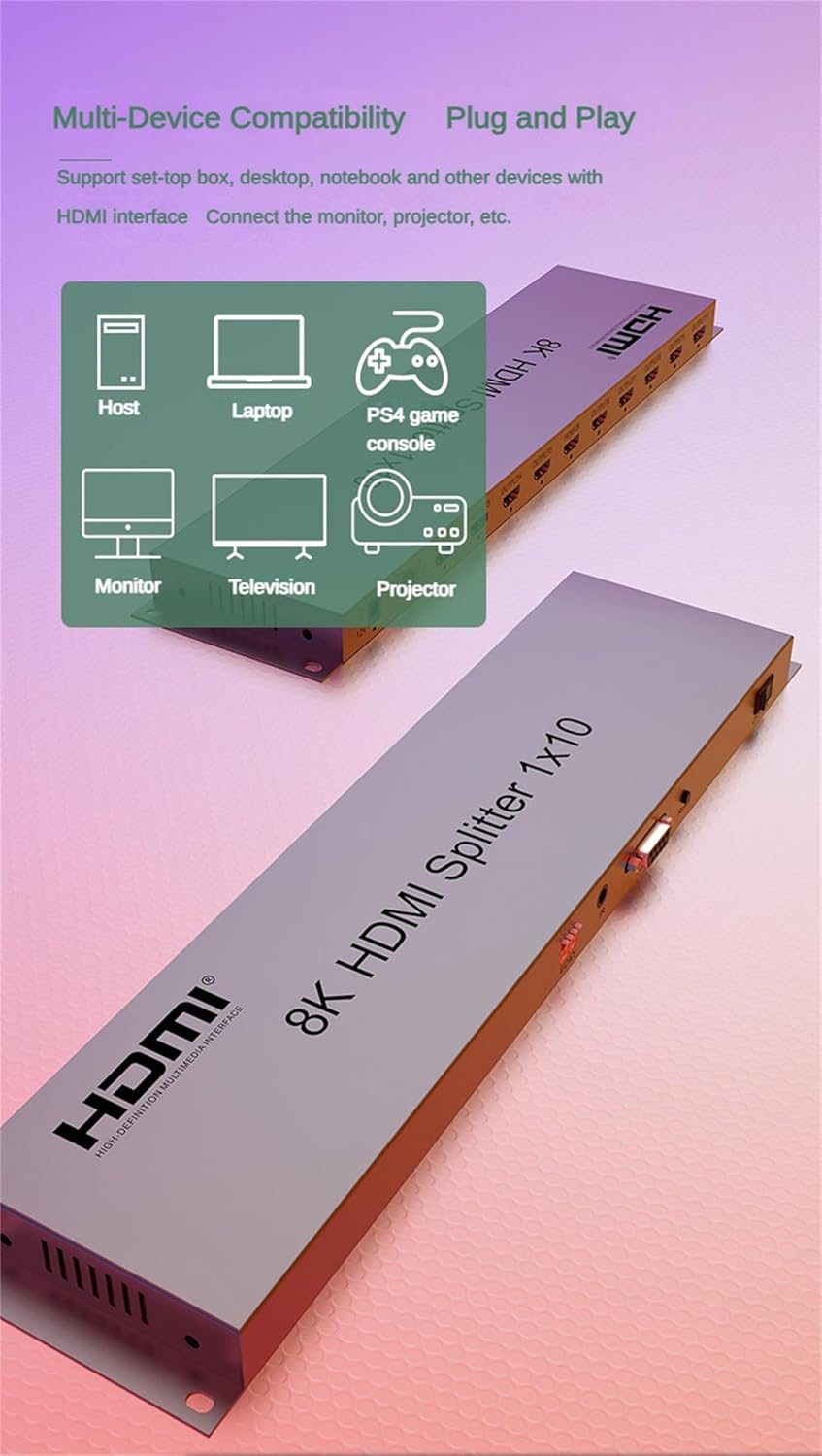 8K 60Hz HDMI Splitter 1x10 | 1 Input, 10 Outputs | HM8110