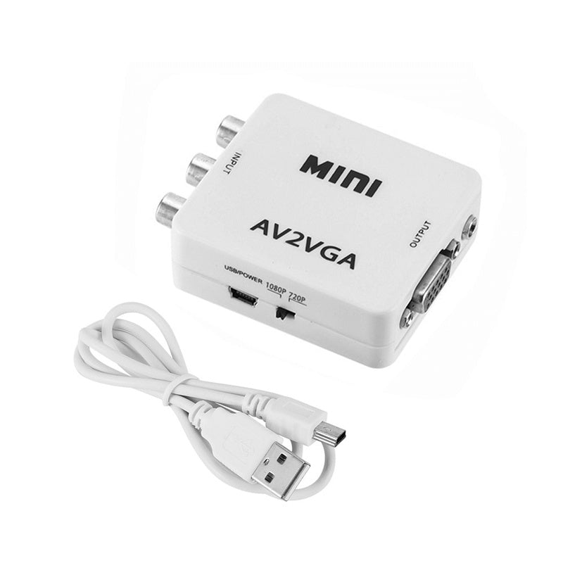 Mini AV2VGA Video Converter with 3.5mm Audio | AV to VGA/PC/HDTV
