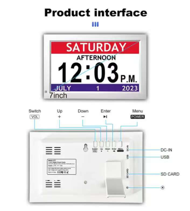 7 Inch Digital Calendar Clock Smart Monitor | LED-SC7S