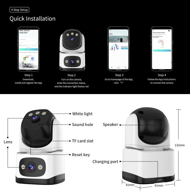 Dual Lens Dual View Full Color PT Smart IP Camera | VS-CS995DR