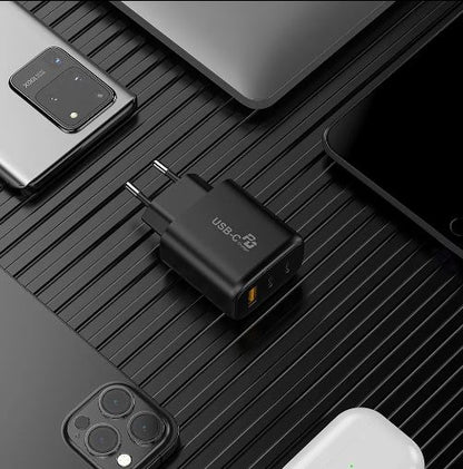 65W GaN PD Charger Adapter | USB Type-C | USB A | Black | 7SPD-60B
