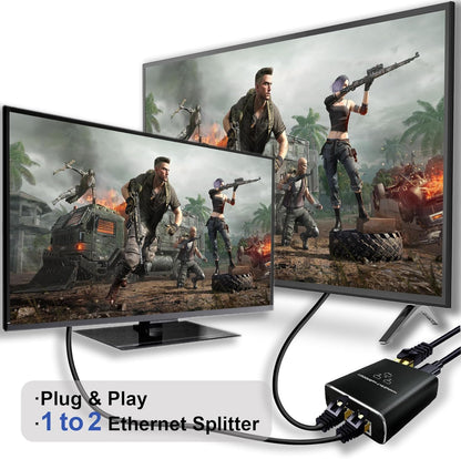 Gigabit Ethernet Splitter 1 to 2 RJ45 LAN Adapter with USB Power