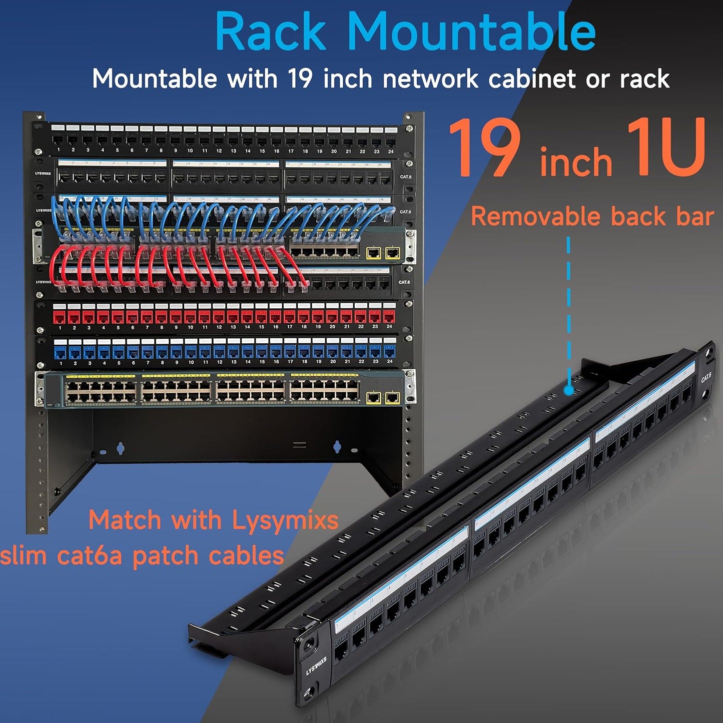 24 Port Cat6 Patch Panel 1U Rack Mount RJ45 Pass Through Coupler | C6NPP-24P