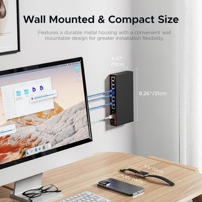 8 Port 2.5G with 1 Port 10Gbps SFP+ Desktop Network Switch | 7SNSR-25G801