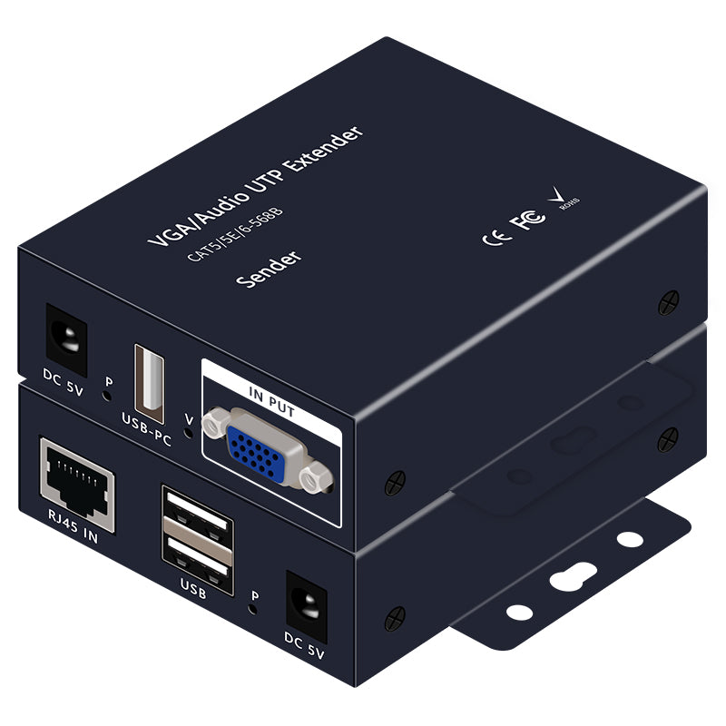 300M VGA USB KVM Extender over Cat5e/6/7/8 | VE03-KVM