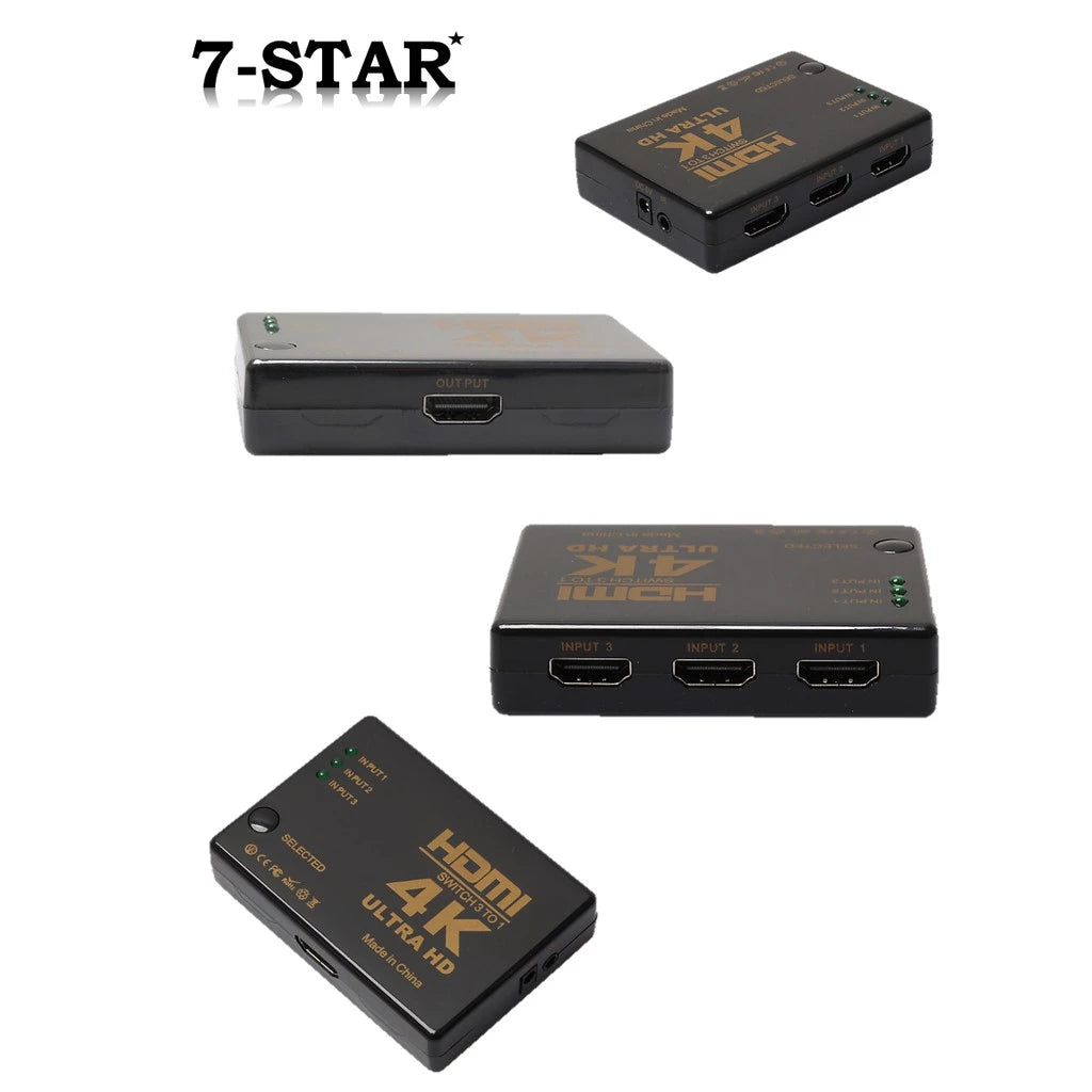 3x1 HDMI Switcher 4K/1080P – 3-in-1 HDMI Hub Splitter for TV | HS301