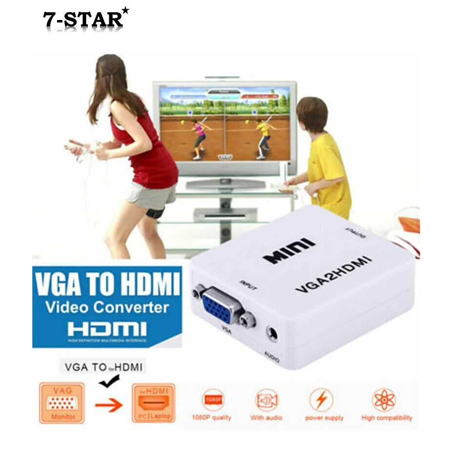 Mini VGA to HDMI Converter Adapter with Audio | 1080P | VGAHDMI