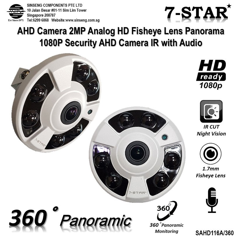 Full-HD 1080P Fisheye AHD CCTV Camera with Audio | SAHD116A/360