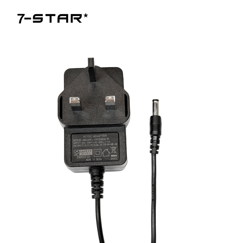 9V 2A UK Plug Adapter, 1.5M Cable, LED, CE/TUV Certified | 7S-AD9V2ADC(S)