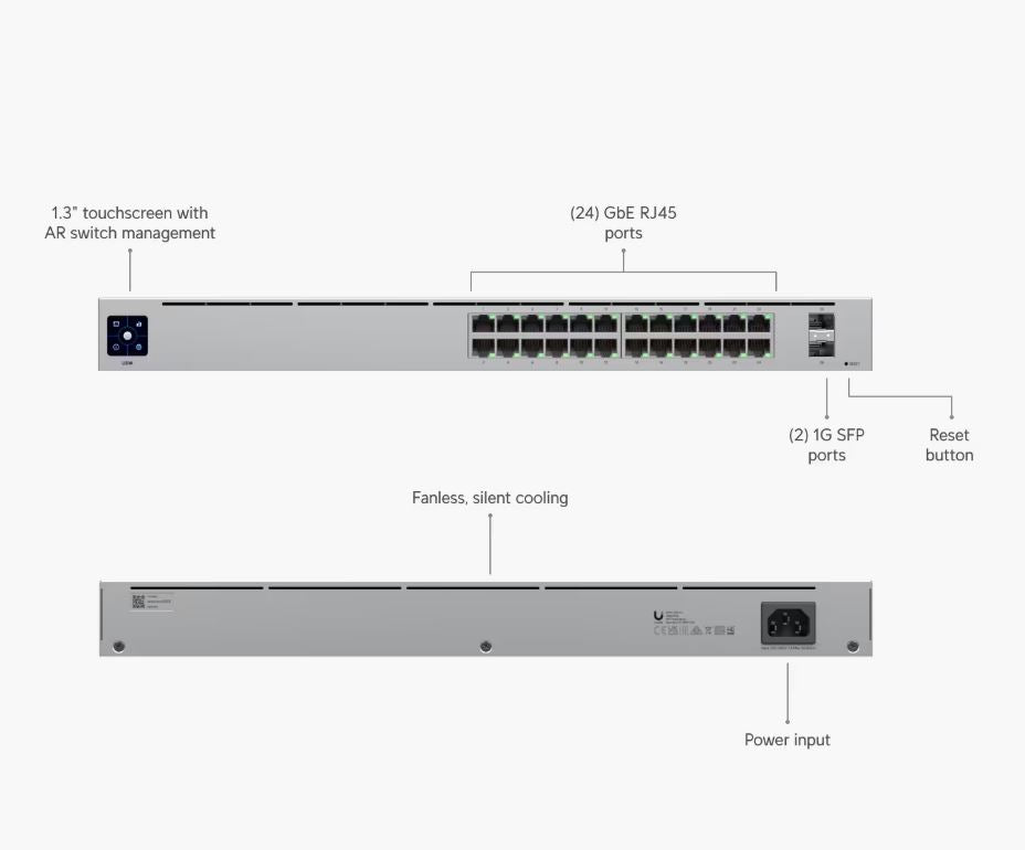 Ubiquiti UniFi USW-24 24 Port Network Switch Compact Managed Layer 2 Switch