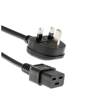 1.8M/2.5M IEC C19 to UK SG 16A 250V Power Cord 3Pin with Safety Mark - Black